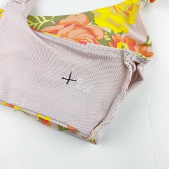 Aerie Printed Pastel Floral Ruffle Scoop Neckline Bikini Top Size S NWOT - Picture 5 of 5